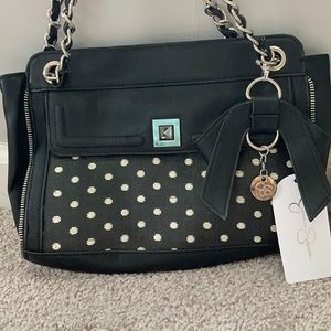 Jessica Simpson Logan black polka dot  handbag